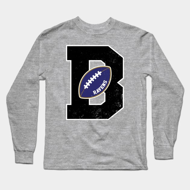 Big Bold Baltimore Ravens Monogram Long Sleeve T-Shirt by Rad Love